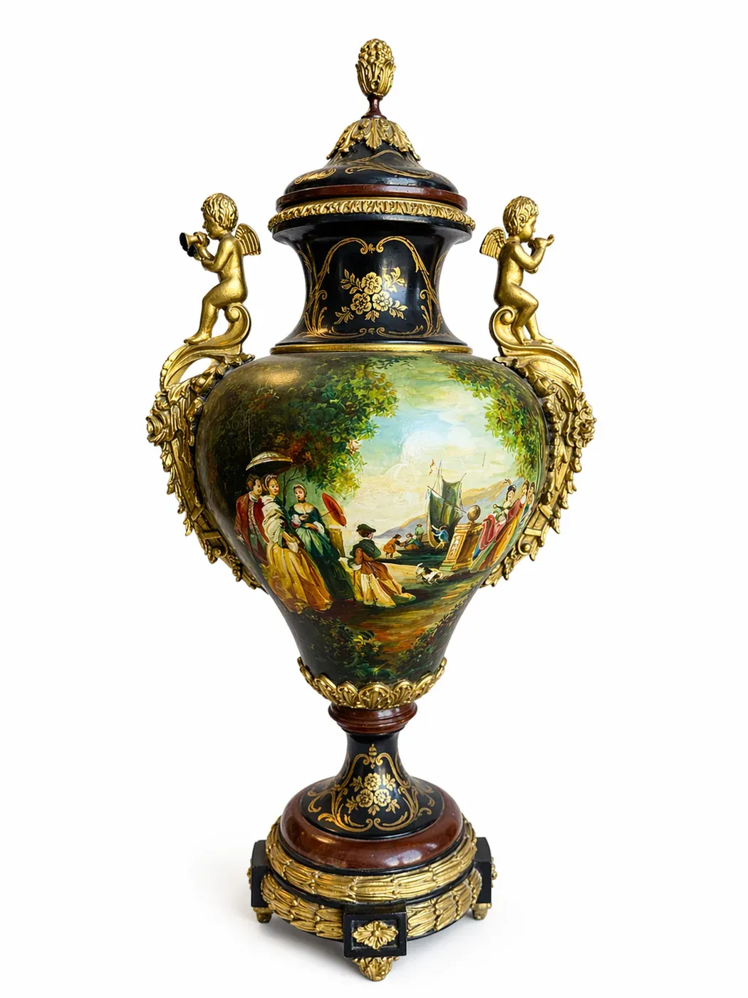 Painted Urn with Cherubs
