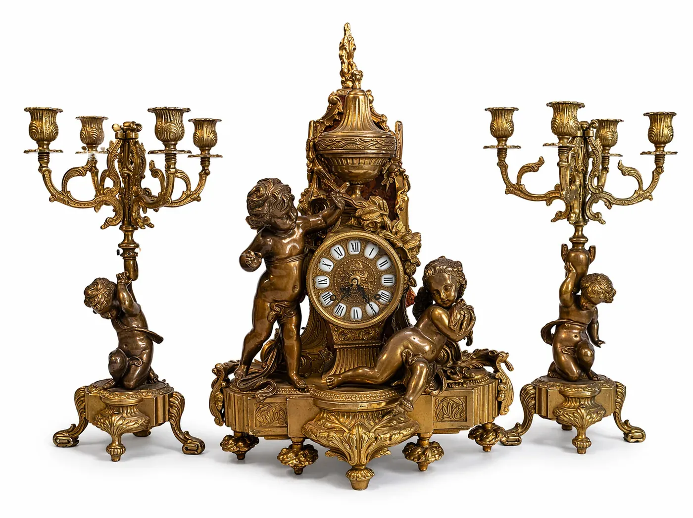 Gilt Clock Garniture