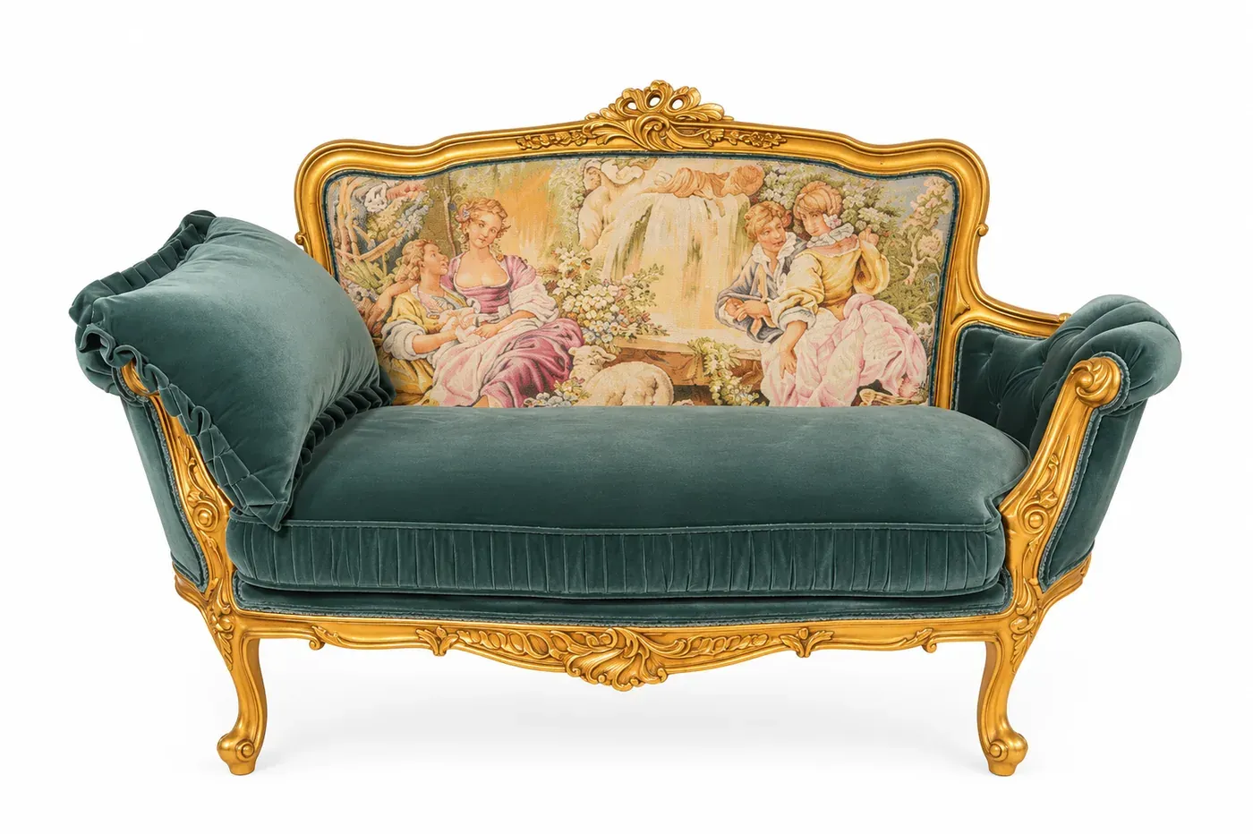 Giltwood Settee in Teal Velvet